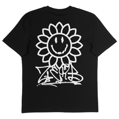 Back view of Zerb's Sunflower tee in black.