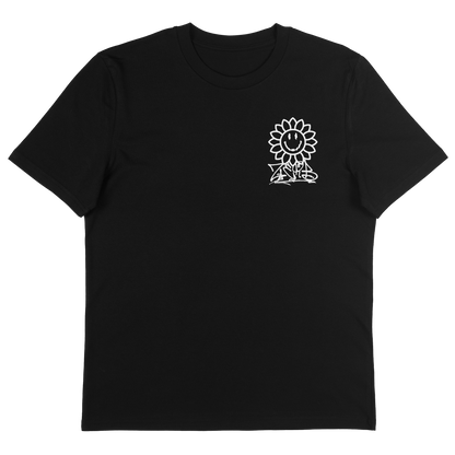 Front View of Zerb's sunflower tee in Black