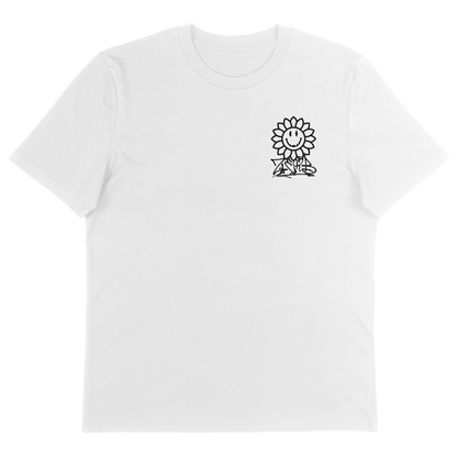 Front view of Zerb's Sunflower Tee in White